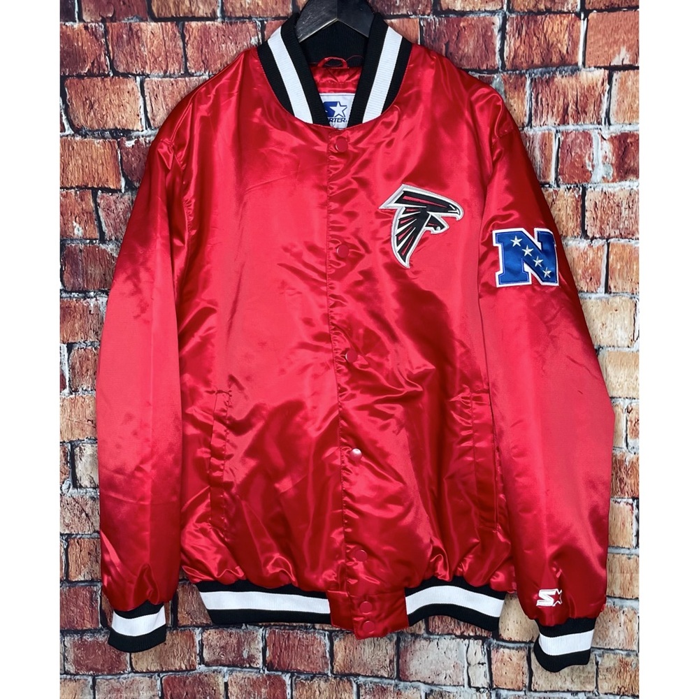 Atlanta Falcons Starter NFL Satin Red Stitched Bomber Snap Front XXL Jacket